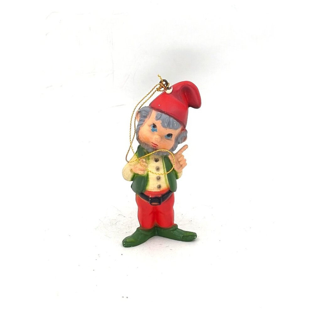 Vtg Elf Gnome Christmas Hanging Ornament 1980s Holiday Decor Made in Hong Kong